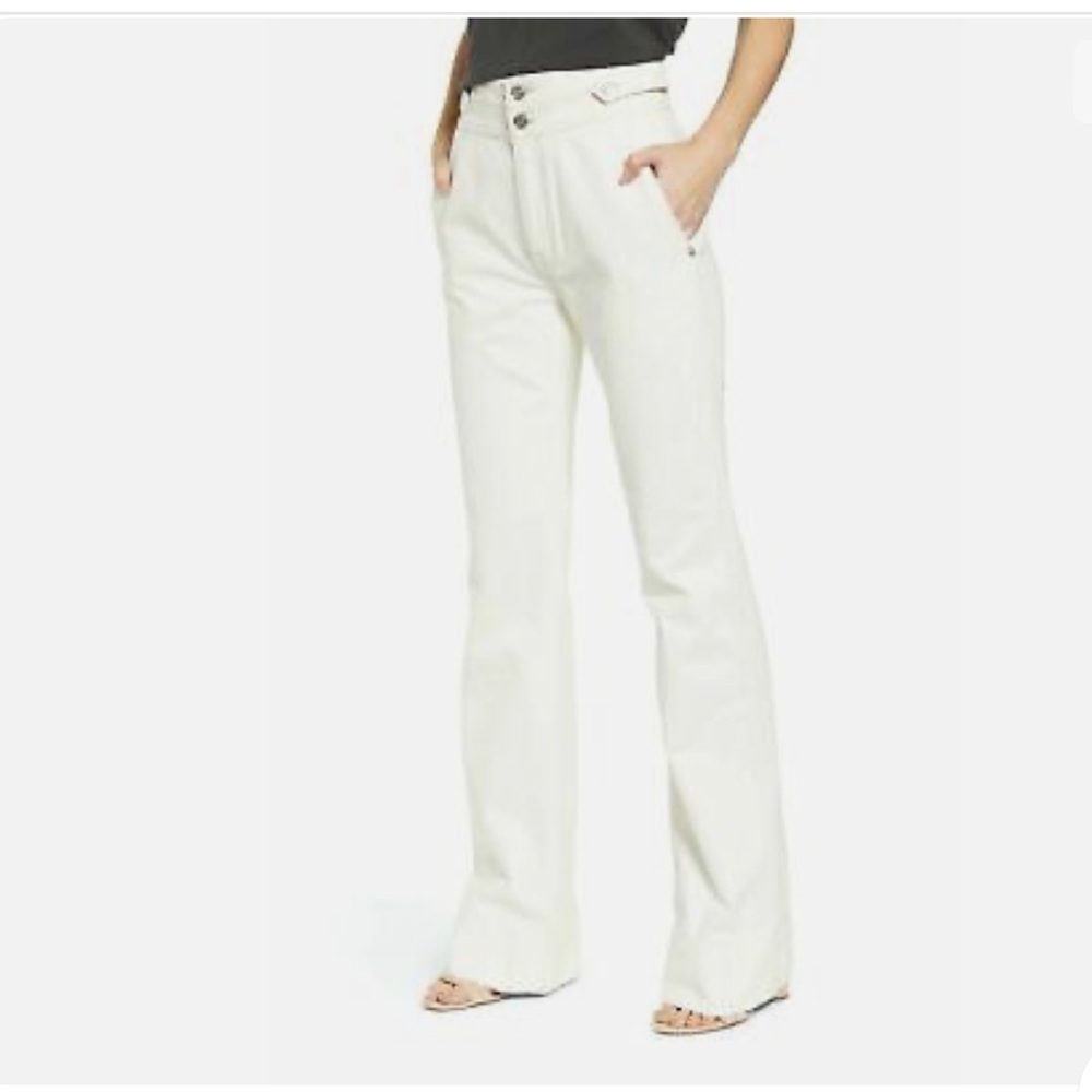 CURRENT ELLIOTT The Significant Other Wash Out CreamWhite Wide Leg Trouser Jeans